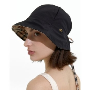 닥스 여성 슬릿 포인트 체크스트랩 버킷햇 DBHE4F232BK