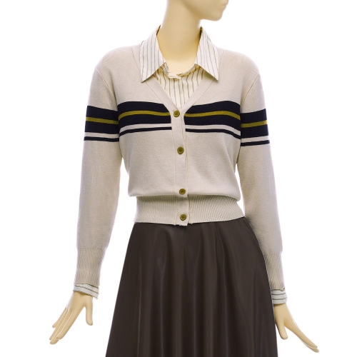 포커스 줄지배색V넥니트가디건 PBBF4F3KC4521