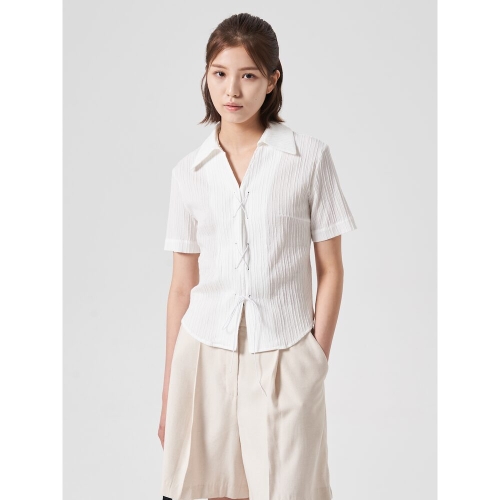 에잇세컨즈 레이스업 반소매 셔츠 화이트 324865LY41