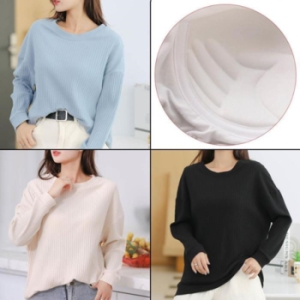 비스코스 여자 환절기 롱슬리브티 U넥 니트 11346070