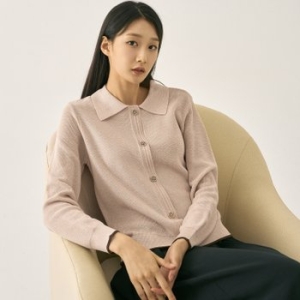 지센 2컬러 카라단추 니트 가디건 LFKTN902