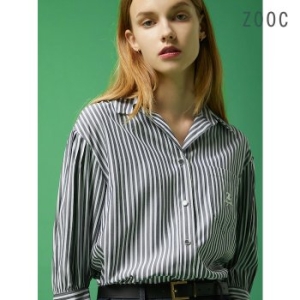 ZOOC 여성 스트라이프 폴리 셔츠_V243MSC909