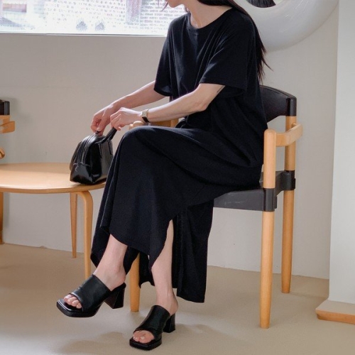 아이우먼 빅사이즈 408 단아리본랩반팔원피스 DGOS522