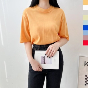 오노마 ONM 여자라운드반팔니트티 여성상의 니트티 12361587