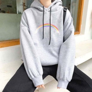 라일리 Rly 무지개 프린팅 포인트 기모 안감 일반핏 후드티 11135504A