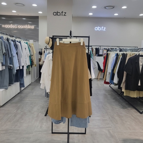Ab.f.z AFY4HS31/ 허리 뒷밴딩 플레어 롱 스커트