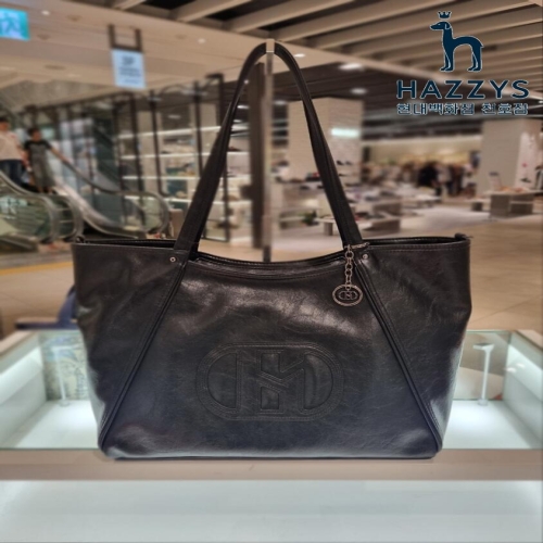 헤지스 블랙 로고배색 가죽 숄더백_HIBA4F538BK