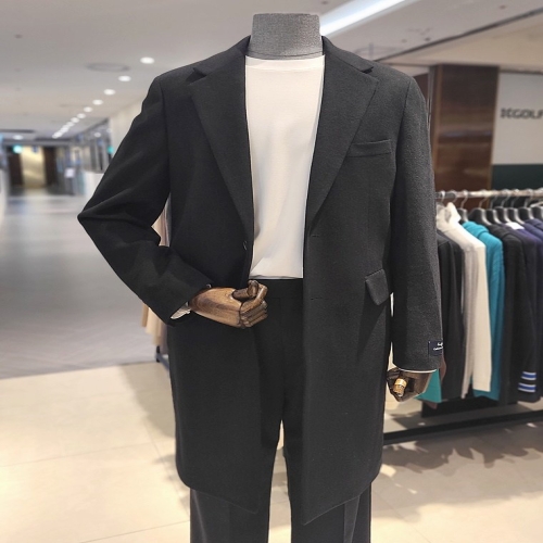 리버클래시 DJ 블랙 캐시미어혼방 싱글 체스터 코트 LIW21975