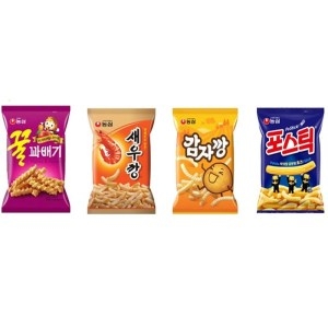 농심  미니믹스 과자선물세트(꿀꽈배기 6개 + 감자깡 6개 + 자갈치 6개 + 포스틱 6개)