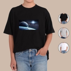 우주 행성 별 푸른빛 신비한 공간 계속 확장 반팔티 WE461D0