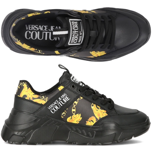 로크 진 쿠튀르 로고 77YA3SC2 ZP324 G89 바 프린팅 가죽 남성 스니커즈