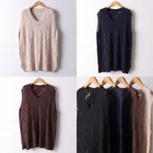 오노마 ONM I482H 빅사이즈의류 루즈핏 브이넥다이아패턴조끼 EB 11870530