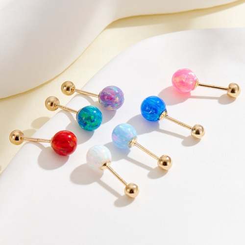비앤비골드  14K 오로라 오팔 볼 피어싱 5mm 한쪽 JAE40537