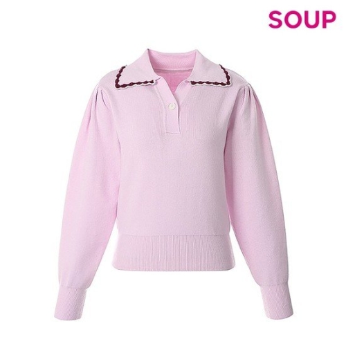 숲 칼라 자수 배색 풀오버 SZALK86
