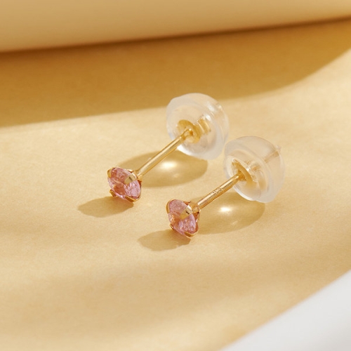 비앤비골드  14K 심플 핑크 큐빅 침 귀걸이 3mm 한쌍 JAE40508
