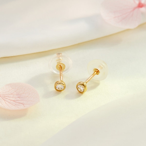 비앤비골드  14K 볼드 베젤 큐빅 귀걸이 2mm 한쌍 JAE40415