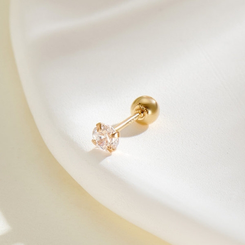 비앤비골드  14K 심플 프롱 큐빅 피어싱 3mm 한쪽 JAE40449