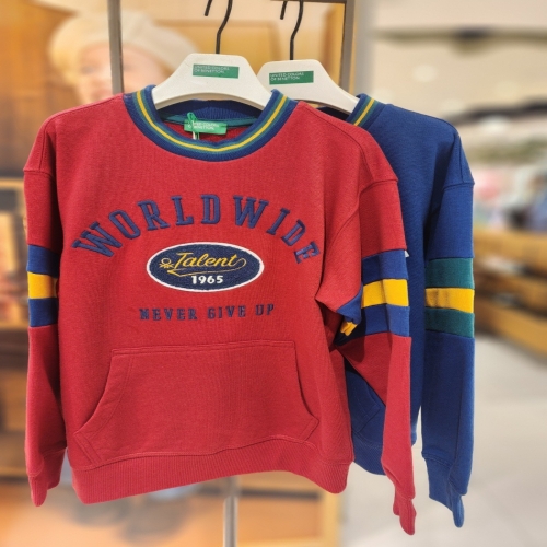 베네통키즈 컬러맨투맨 32N4C10JF BLRD 아동 여아 남아 공용 가을 티셔츠 딜 ch