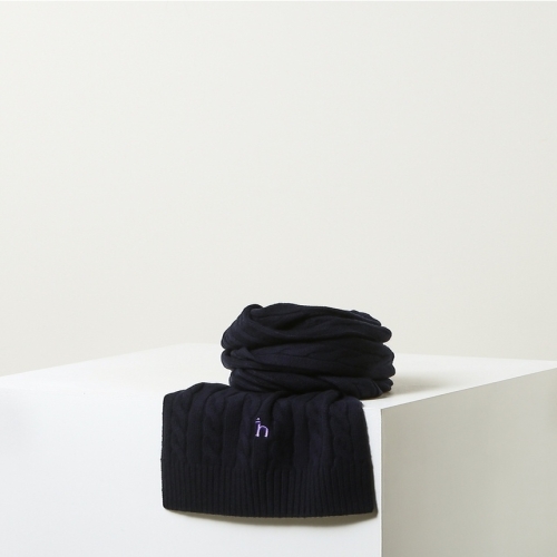 헤지스 남성 네이비 짜임패턴 울 머플러_HZMU4F104N2