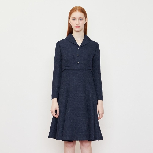 라인(LINE) 오픈카라 트위드 원피스 NWOPOB01