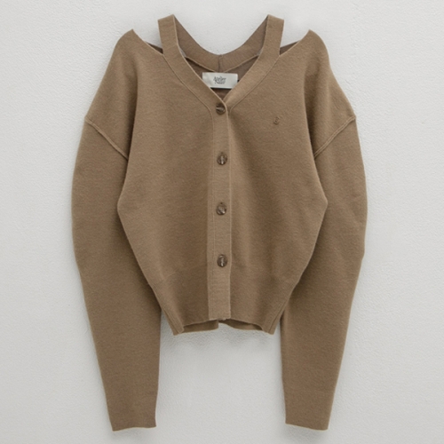 나인 여성용 로웰 컷아웃 니트 가디건 라이트 Z-CD-2069 카멜 FREE