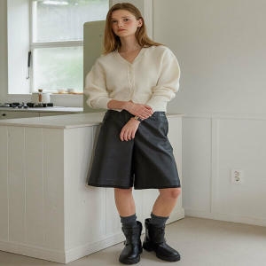 올리브데올리브 OL4AL851 에코 레더 버뮤다 팬츠 없음 10 블랙 /02 66