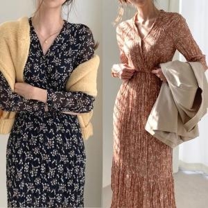 데이트 코디 하객룩 쉬폰 쉬폰원피스 미디원피스 면 WE602F4