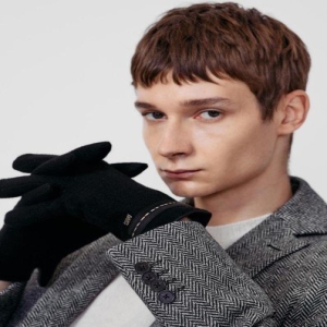 닥스 남성 울 DAKS로고 스마트폰터치 장갑_DCGV4F100BK