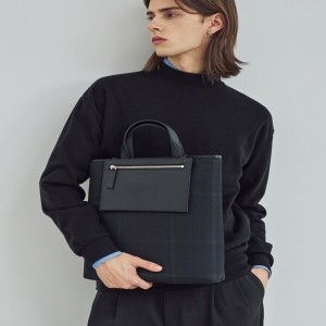 닥스 체크비즈 체크패턴 포켓 토트백_DBBA4FE81BK