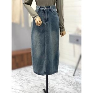 애티쉬 앞트임 빈티지 청스커트 BSK1R205