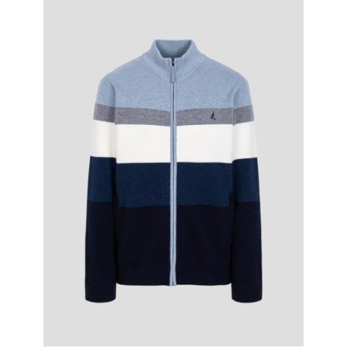 빈폴 멘 컬러블럭 집업 카디건 스카이 블루_BC485AC32Q