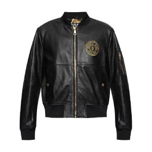 베르사체 진스꾸뛰르 V 엠블럼 가죽 봄버 재킷 77GAVP06CPPS3 T
