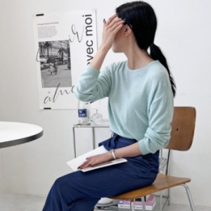 오노마 ONM 여자 얇은 민트색 니트 라운드 30대 18855232