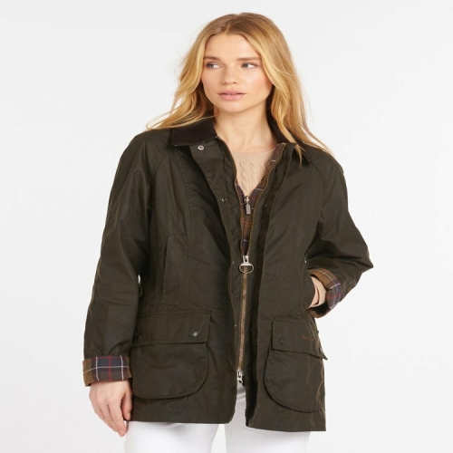 바버 URJA4F312 L3 여성 올리브 Beadnell 왁스 자켓