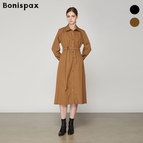 보니스팍스 D링 벨티드 셔링 롱 셔츠 원피스 XO8OP006M0