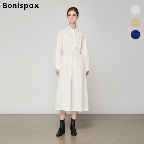 보니스팍스 허리 밴딩 래글런 셔츠 원피스 XO8OP003M0