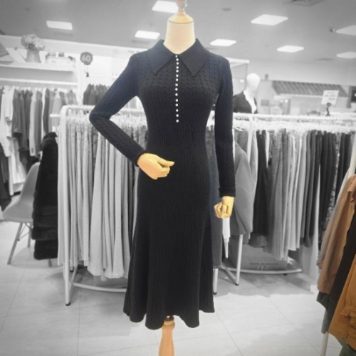 오프리미츠 HC2650+추가20여신모드니트카라넥진주포인트골지스판슬림원피스남구B24op2a05