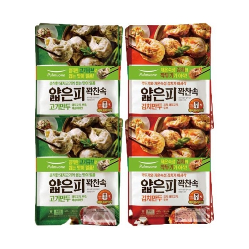 풀무원  얇은피 꽉찬속 고기만두 400g x 4개 + 김치만두 400g x 4개