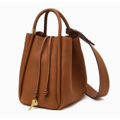 헤지스 ACC 브라운 단색 소가죽 토트백_HIBA4F164W2