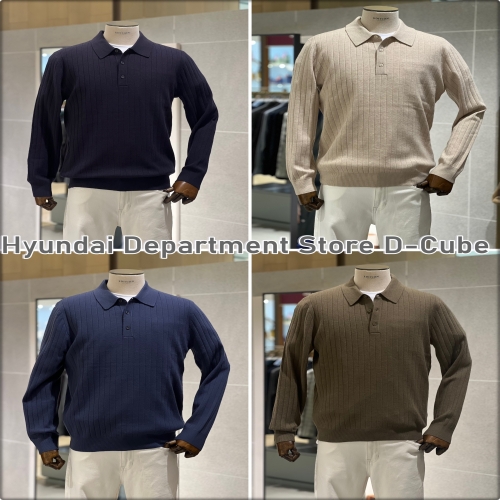 에디션 깔끔한 세로 골 조직 카라 스웨터 4종_NEE4ET1906