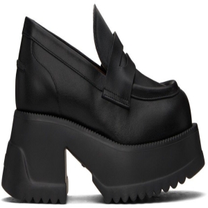 마르니 블랙 가죽 플랫폼 로퍼 242379F121005