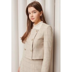 제이제이 지고트 울 배색 스퀘어넥 크롭 재킷GMCA0JK53