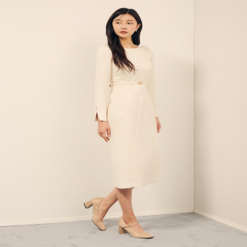 JJ지고트 펄 슬리브 보트넥 H라인 원피스 GPAM0OP901