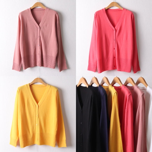 아이우먼 위쉬몰 EB 브이넥컬러버튼가디건 I321H409 빅사이즈