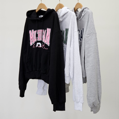 아이우먼 빅사이즈주머니티 S643L409 미시간레터링후드티 BU