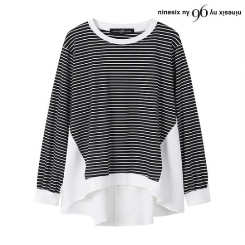 96NY 언발 셔츠 레이어드 단가라 플레어 티셔츠 NO3LW009L0 607992