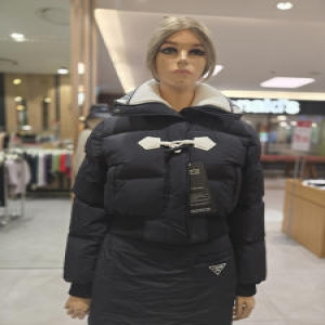 에고이스트 토글 장식 니트 카라 크롭 다운 점퍼 EP4NZ962