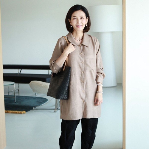 쉬즈마담 T57169 에일리 언발포켓 롱셔츠