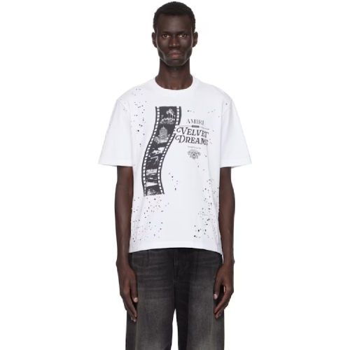 아미리 화이트 필름 샷건 티셔츠 242886M213048