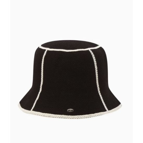 헤지스 여성 블랙 라인배색 면혼방 벙거지모자_HILG4F701BK